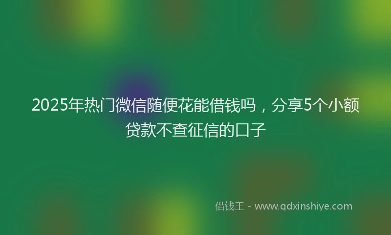 2025年热门微信随便花能借钱吗，分享5个小额贷款不查征信的口子