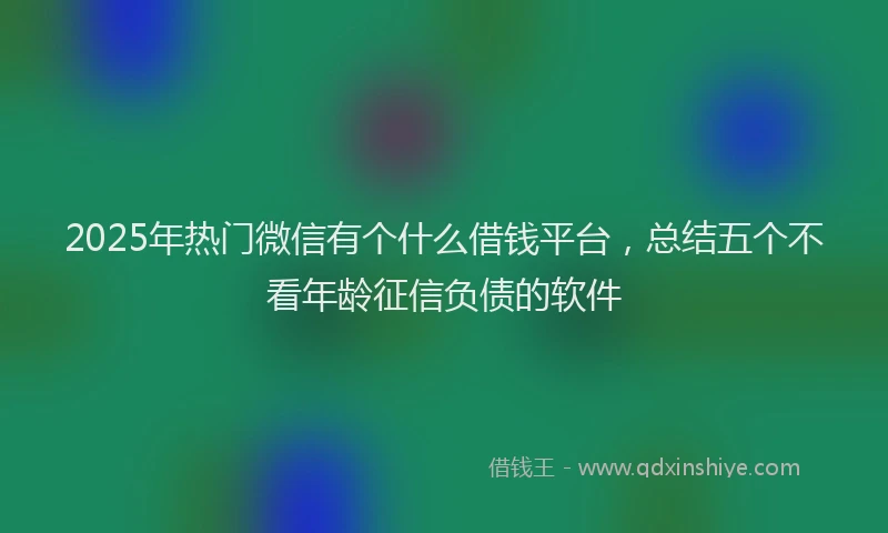 2025年热门微信有个什么借钱平台，总结五个不看年龄征信负债的软件