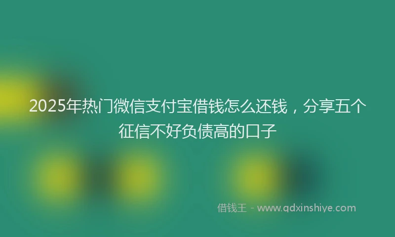 2025年热门微信支付宝借钱怎么还钱，分享五个征信不好负债高的口子