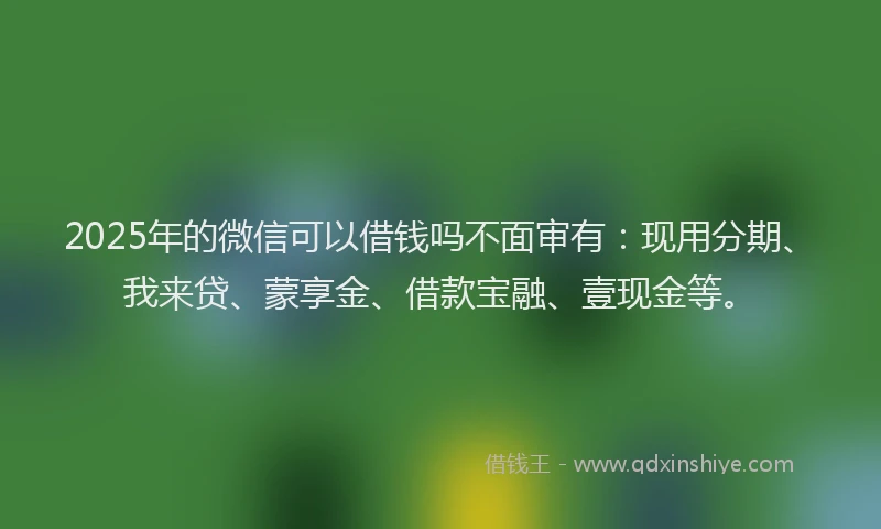 2025年的微信可以借钱吗不面审有：现用分期、我来贷、蒙享金、借款宝融、壹现金等。