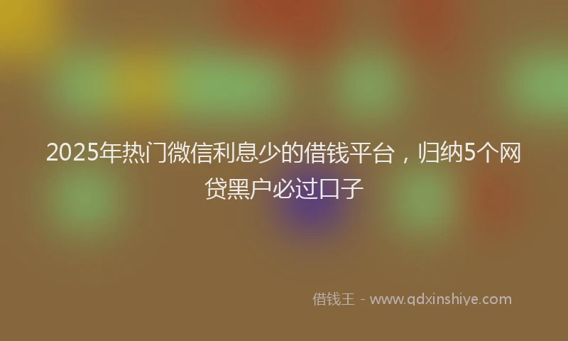 2025年热门微信利息少的借钱平台，归纳5个网贷黑户必过口子