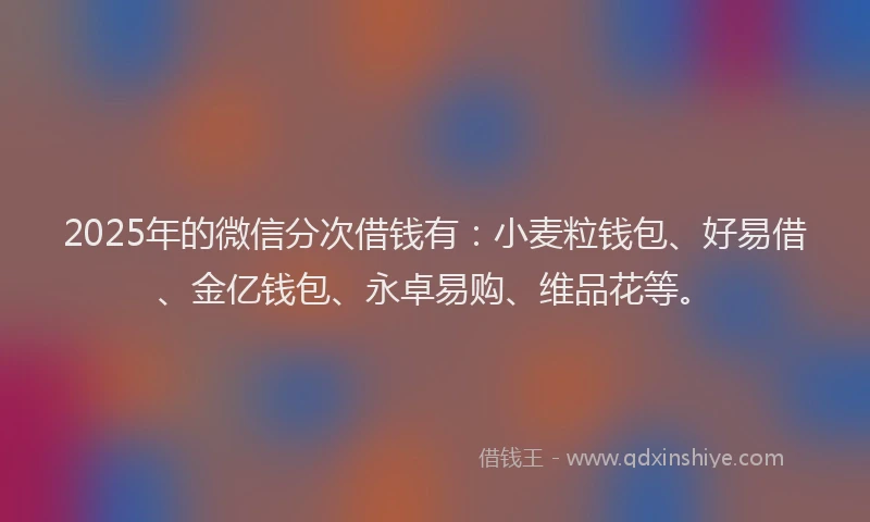 2025年的微信分次借钱有：小麦粒钱包、好易借、金亿钱包、永卓易购、维品花等。