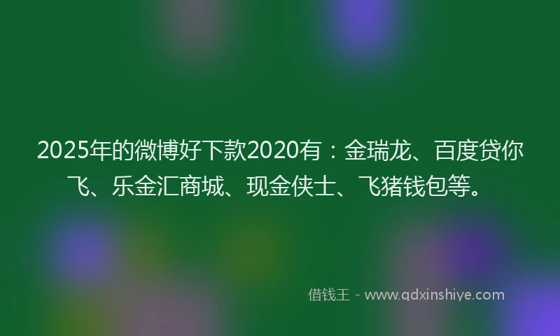 2025年的微博好下款2020有：金瑞龙、百度贷你飞、乐金汇商城、现金侠士、飞猪钱包等。