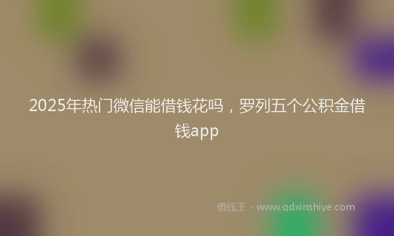 2025年热门微信能借钱花吗，罗列五个公积金借钱app
