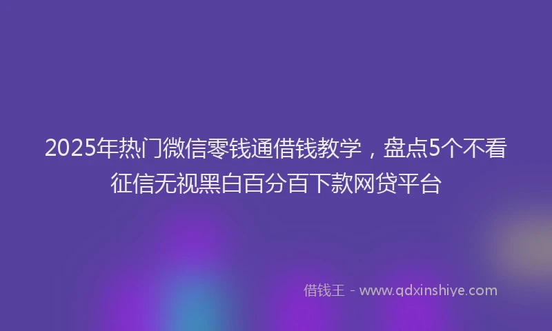 2025年热门微信零钱通借钱教学，盘点5个不看征信无视黑白百分百下款网贷平台
