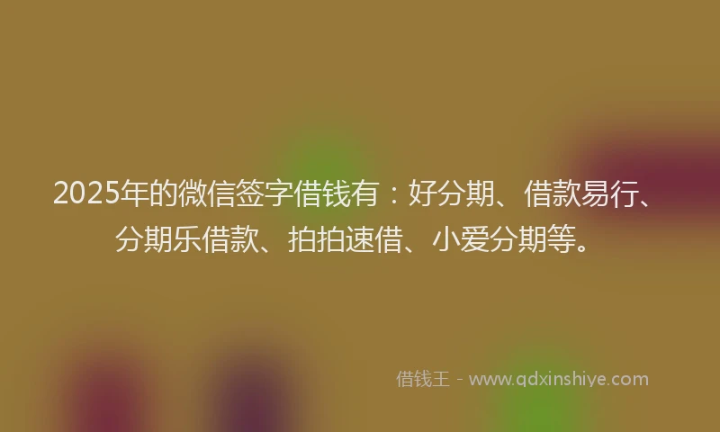 2025年的微信签字借钱有：好分期、借款易行、分期乐借款、拍拍速借、小爱分期等。