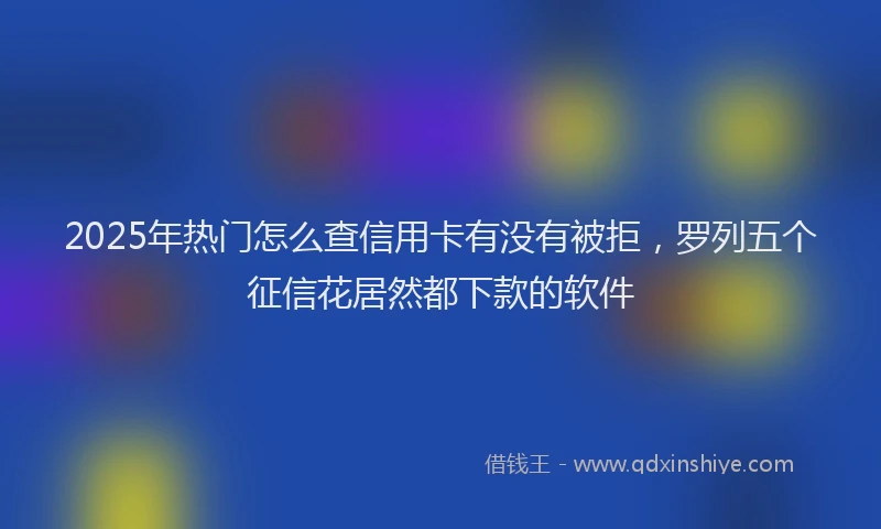 2025年热门怎么查信用卡有没有被拒，罗列五个征信花居然都下款的软件