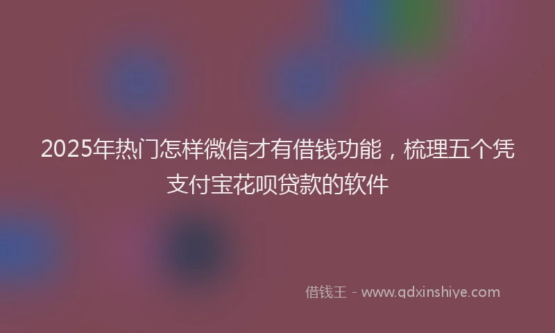 2025年热门怎样微信才有借钱功能，梳理五个凭支付宝花呗贷款的软件