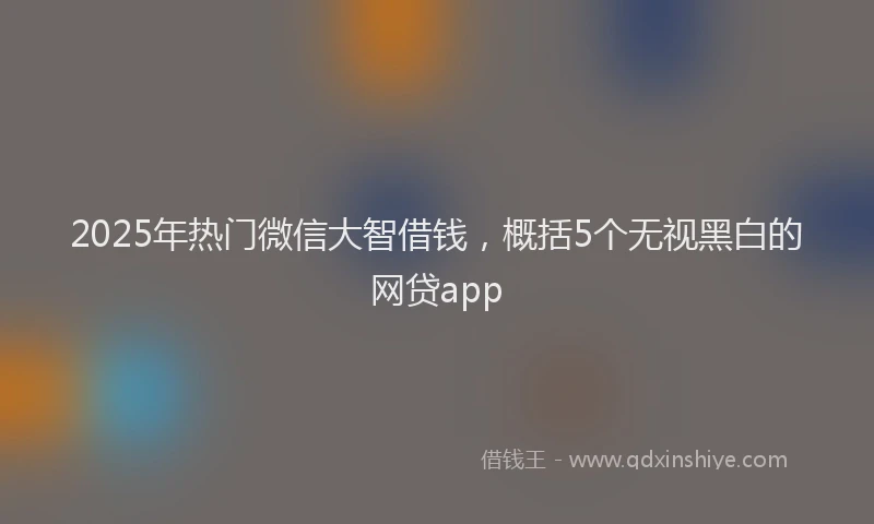 2025年热门微信大智借钱，概括5个无视黑白的网贷app