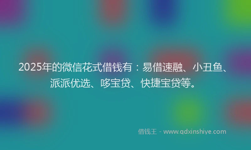 2025年的微信花式借钱有：易借速融、小丑鱼、派派优选、哆宝贷、快捷宝贷等。