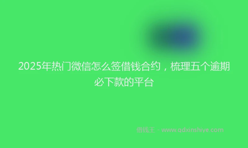 2025年热门微信怎么签借钱合约，梳理五个逾期必下款的平台