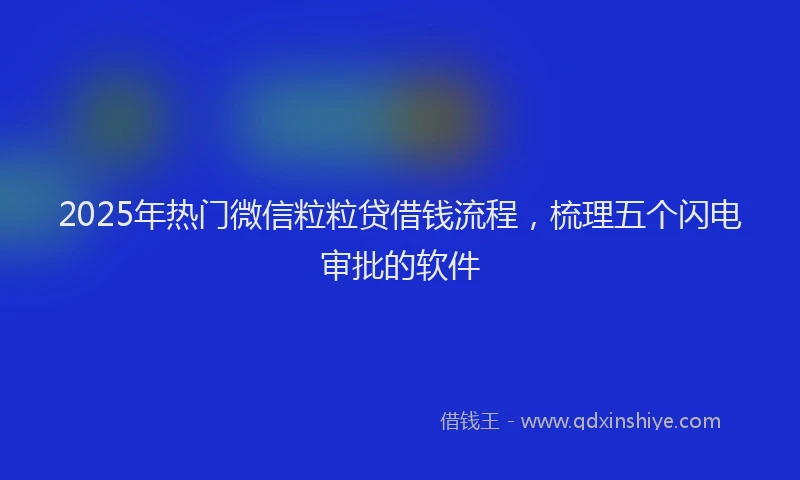 2025年热门微信粒粒贷借钱流程，梳理五个闪电审批的软件
