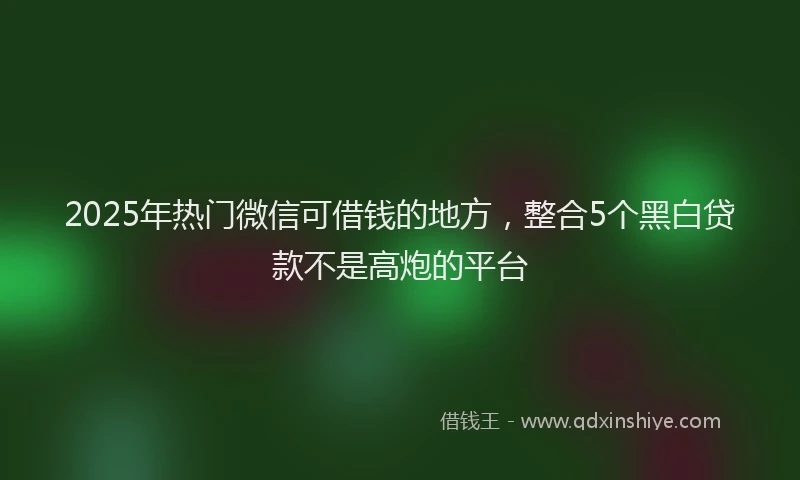 2025年热门微信可借钱的地方，整合5个黑白贷款不是高炮的平台