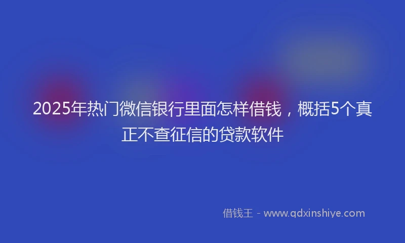2025年热门微信银行里面怎样借钱，概括5个真正不查征信的贷款软件