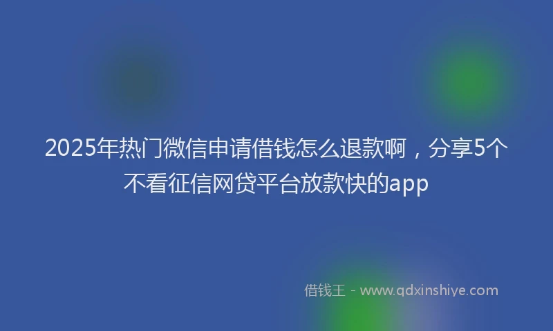 2025年热门微信申请借钱怎么退款啊,分享5个不看征信网贷平台放款快的app