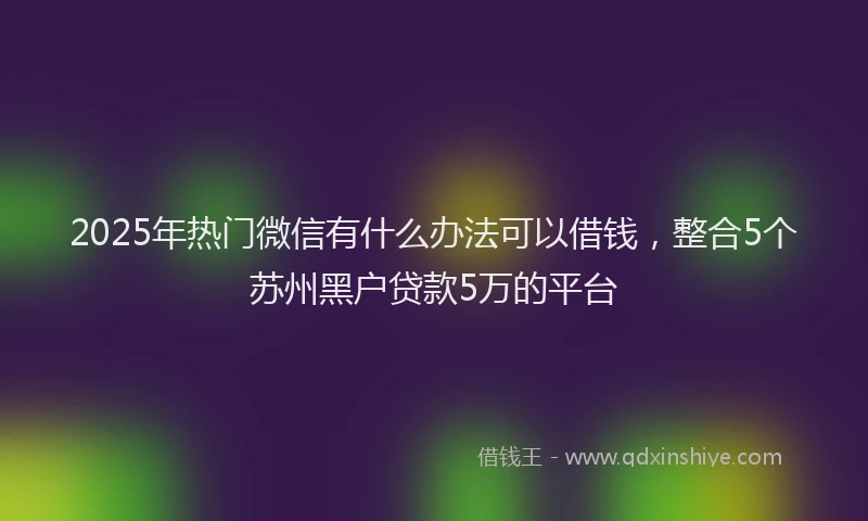 2025年热门微信有什么办法可以借钱，整合5个苏州黑户贷款5万的平台