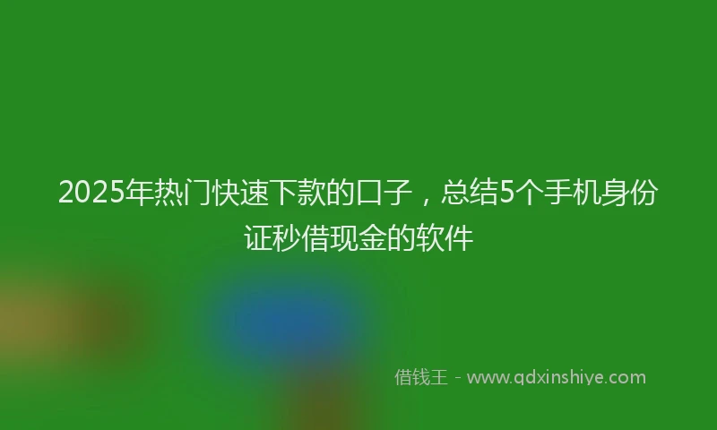 2025年热门快速下款的口子，总结5个手机身份证秒借现金的软件