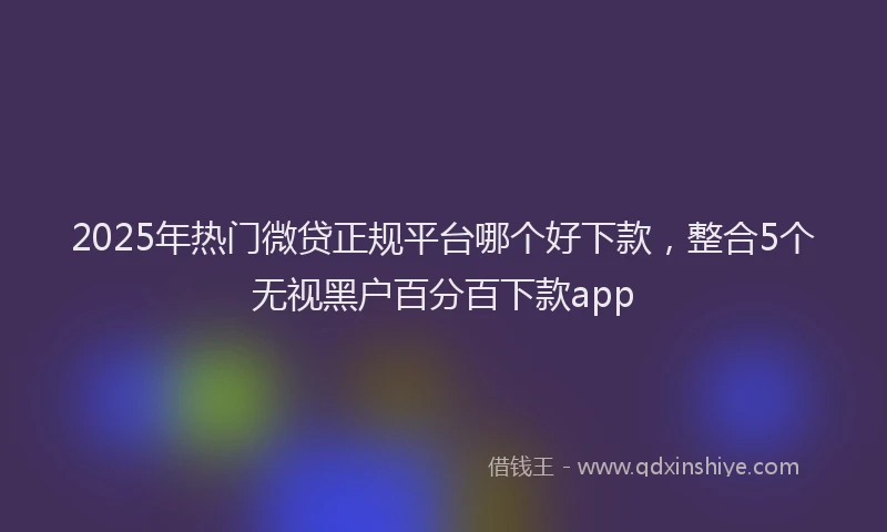2025年热门微贷正规平台哪个好下款，整合5个无视黑户百分百下款app