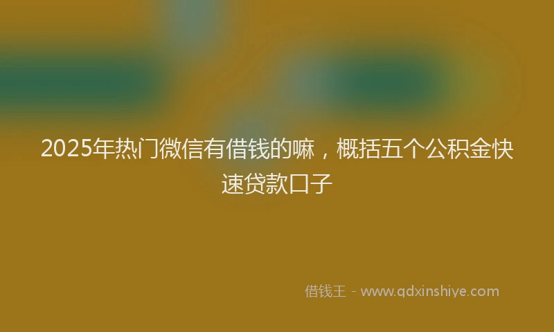2025年热门微信有借钱的嘛，概括五个公积金快速贷款口子