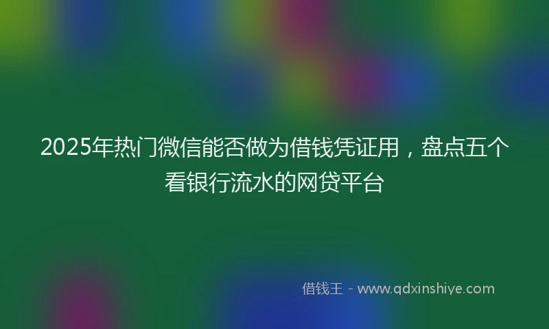2025年热门微信能否做为借钱凭证用，盘点五个看银行流水的网贷平台
