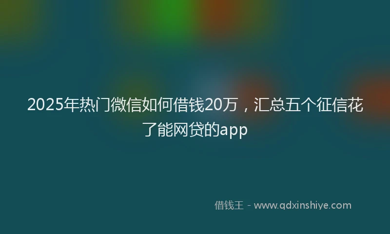 2025年热门微信如何借钱20万，汇总五个征信花了能网贷的app