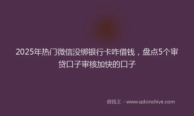 2025年热门微信没绑银行卡咋借钱，盘点5个审贷口子审核加快的口子