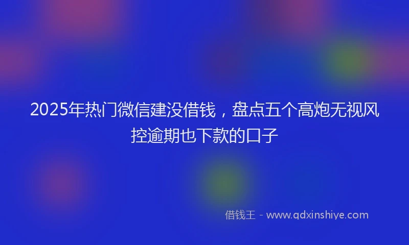 2025年热门微信建没借钱，盘点五个高炮无视风控逾期也下款的口子