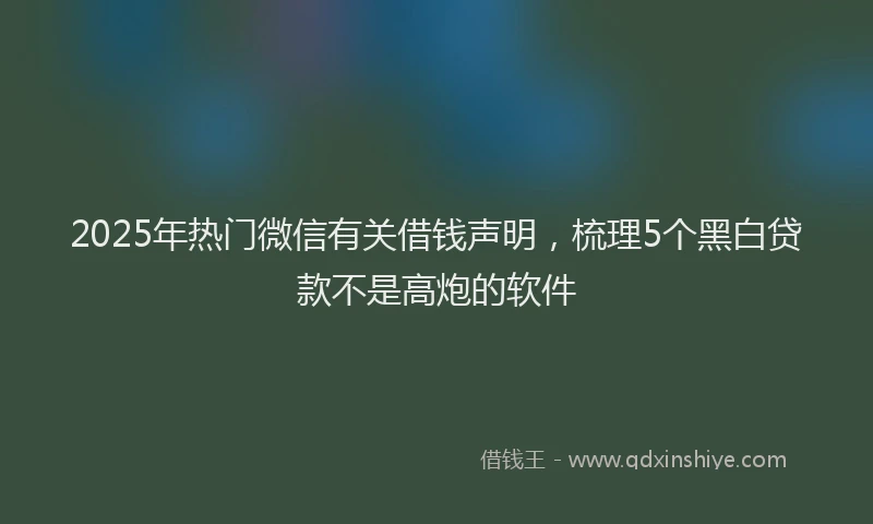 2025年热门微信有关借钱声明，梳理5个黑白贷款不是高炮的软件