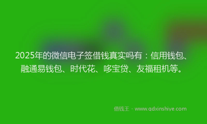 2025年的微信电子签借钱真实吗有：信用钱包、融通易钱包、时代花、哆宝贷、友福租机等。