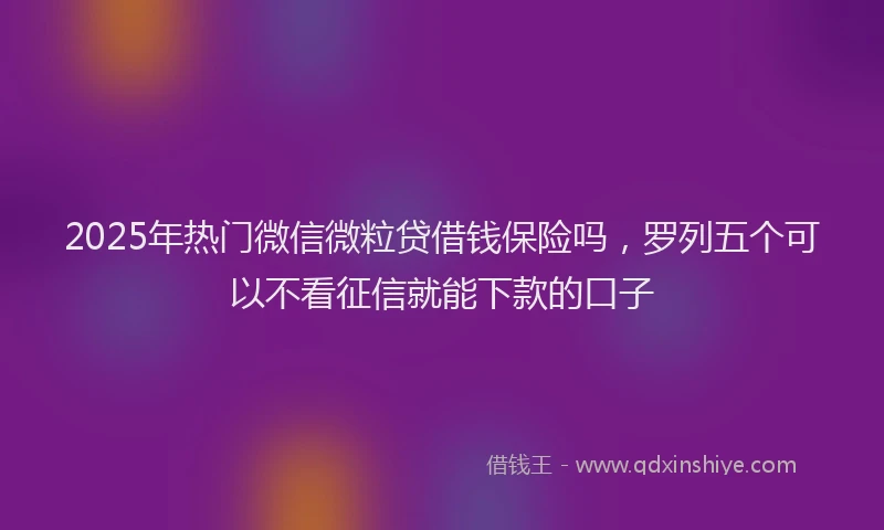 2025年热门微信微粒贷借钱保险吗，罗列五个可以不看征信就能下款的口子