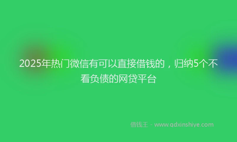 2025年热门微信有可以直接借钱的，归纳5个不看负债的网贷平台