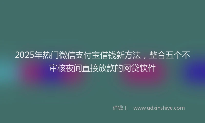 2025年热门微信支付宝借钱新方法，整合五个不审核夜间直接放款的网贷软件