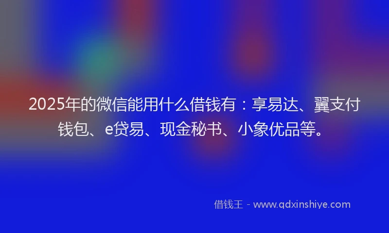 2025年的微信能用什么借钱有：享易达、翼支付钱包、e贷易、现金秘书、小象优品等。