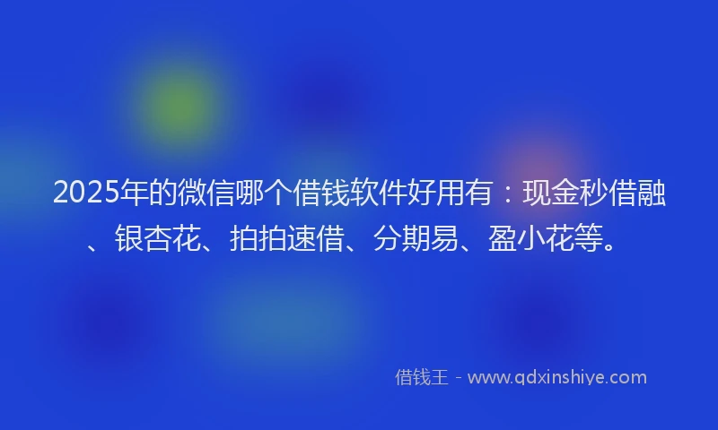 2025年的微信哪个借钱软件好用有：现金秒借融、银杏花、拍拍速借、分期易、盈小花等。