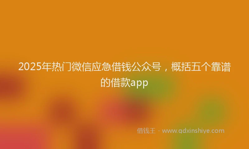2025年热门微信应急借钱公众号，概括五个靠谱的借款app
