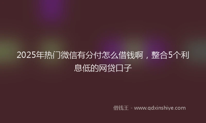 2025年热门微信有分付怎么借钱啊，整合5个利息低的网贷口子