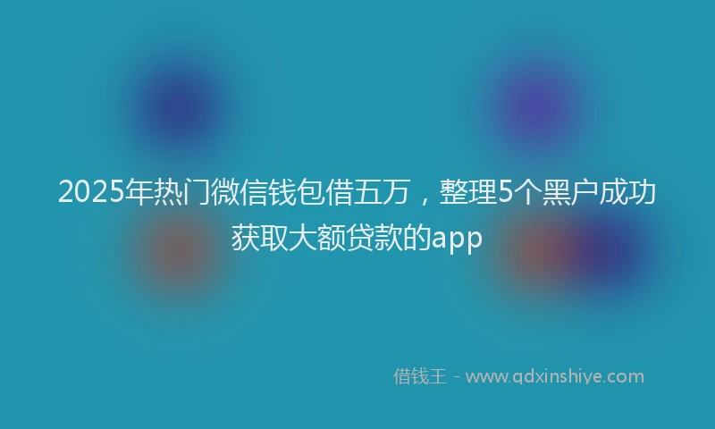 2025年热门微信钱包借五万，整理5个黑户成功获取大额贷款的app
