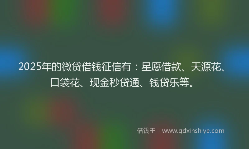 2025年的微贷借钱征信有：星愿借款、天源花、口袋花、现金秒贷通、钱贷乐等。