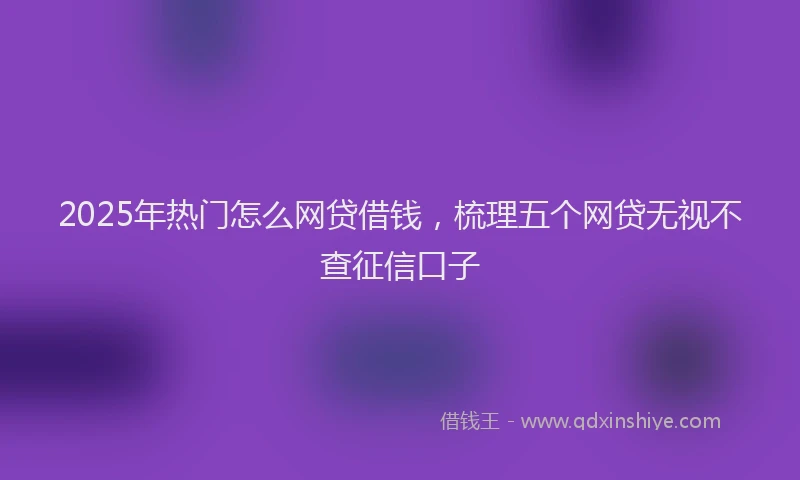 2025年热门怎么网贷借钱，梳理五个网贷无视不查征信口子