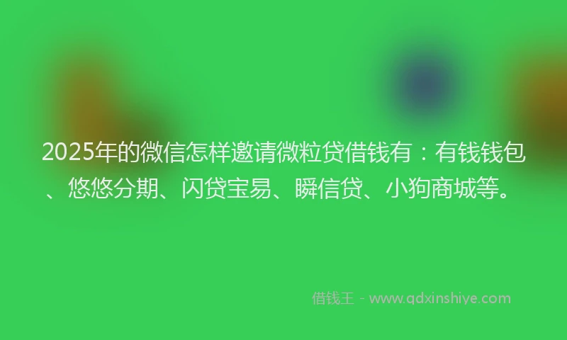 2025年的微信怎样邀请微粒贷借钱有：有钱钱包、悠悠分期、闪贷宝易、瞬信贷、小狗商城等。