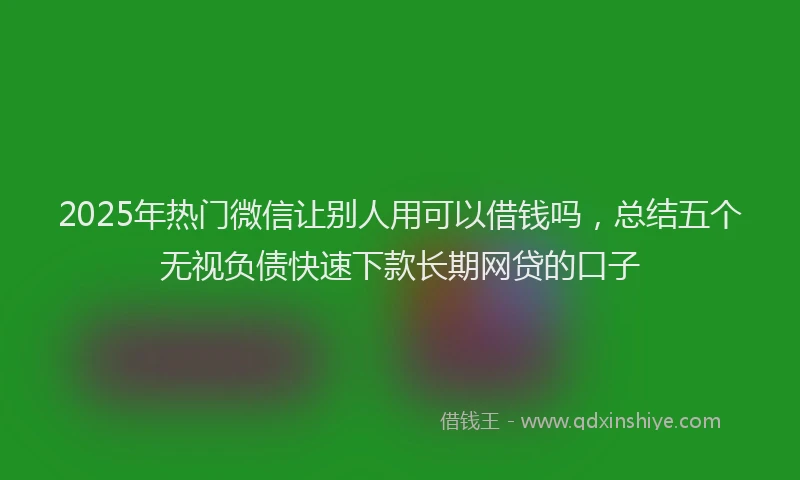 2025年热门微信让别人用可以借钱吗，总结五个无视负债快速下款长期网贷的口子