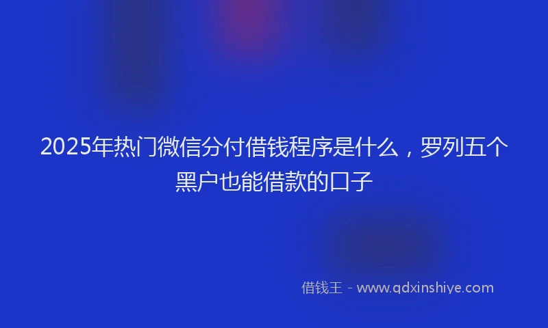 2025年热门微信分付借钱程序是什么，罗列五个黑户也能借款的口子