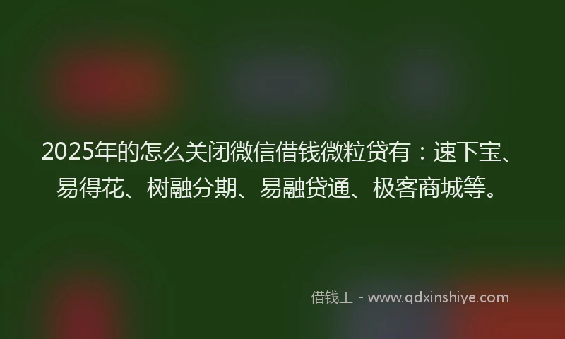 2025年的怎么关闭微信借钱微粒贷有：速下宝、易得花、树融分期、易融贷通、极客商城等。