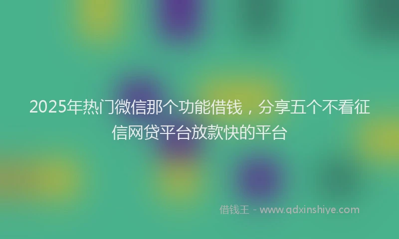 2025年热门微信那个功能借钱，分享五个不看征信网贷平台放款快的平台