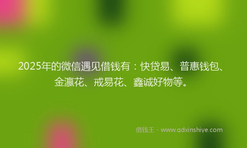2025年的微信遇见借钱有：快贷易、普惠钱包、金瀛花、戒易花、鑫诚好物等。