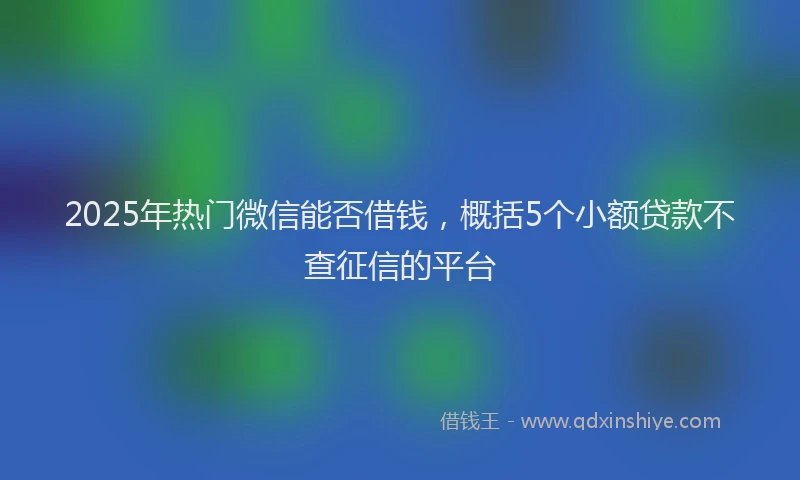 2025年热门微信能否借钱，概括5个小额贷款不查征信的平台