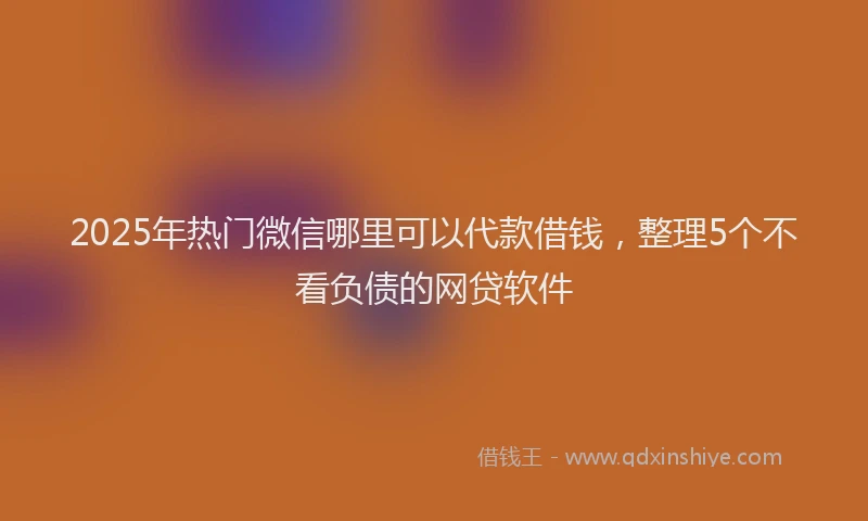 2025年热门微信哪里可以代款借钱，整理5个不看负债的网贷软件
