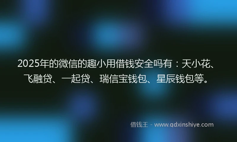 2025年的微信的趣小用借钱安全吗有:天小花、飞融贷、一起贷、瑞信宝钱包、星辰钱包等。
