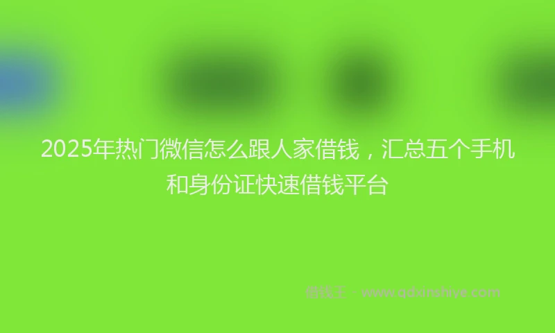 2025年热门微信怎么跟人家借钱，汇总五个手机和身份证快速借钱平台