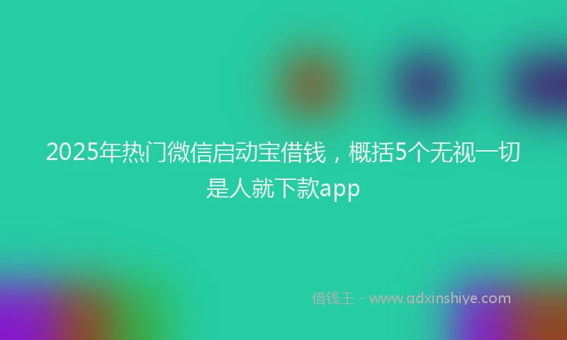 2025年热门微信启动宝借钱，概括5个无视一切是人就下款app